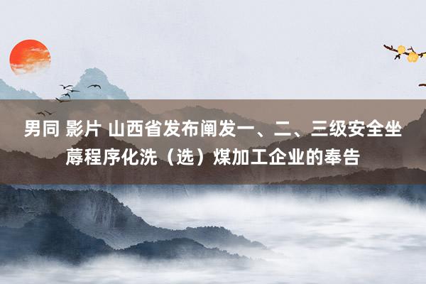 男同 影片 山西省发布阐发一、二、三级安全坐蓐程序化洗（选）煤加工企业的奉告