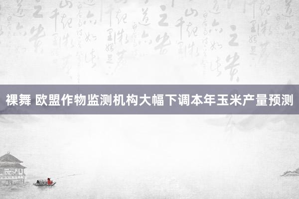 裸舞 欧盟作物监测机构大幅下调本年玉米产量预测