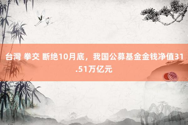 台灣 拳交 断绝10月底，我国公募基金金钱净值31.51万亿元