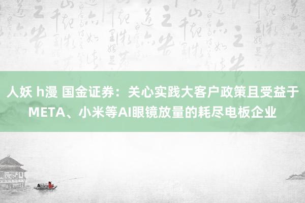 人妖 h漫 国金证券：关心实践大客户政策且受益于META、小米等AI眼镜放量的耗尽电板企业